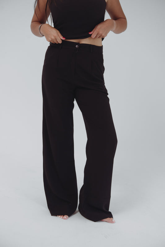 BLACK WIDE LEG TROUSERS