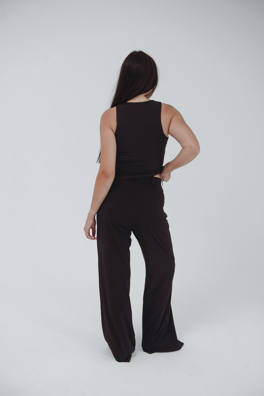 BLACK WIDE LEG TROUSERS