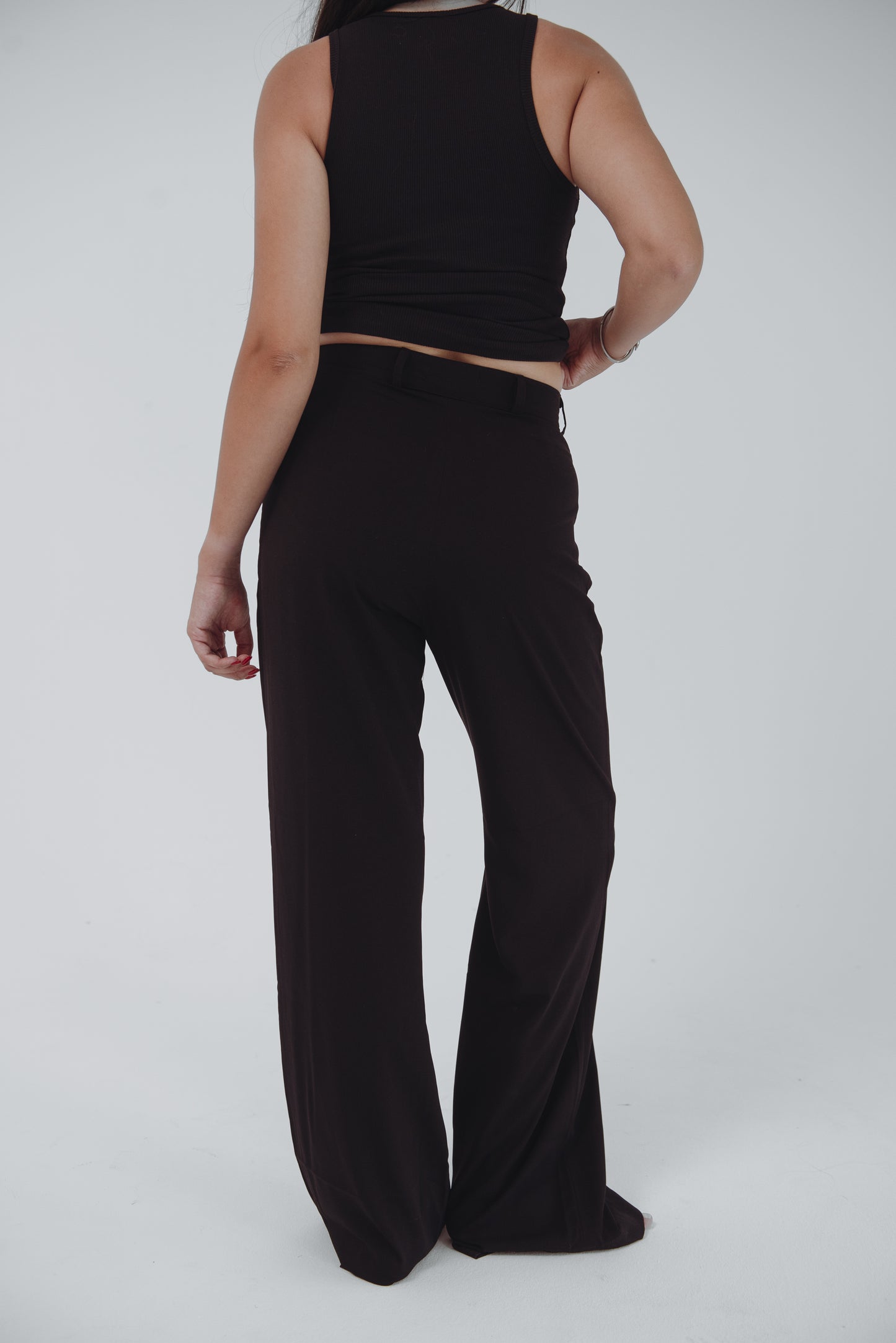 BLACK WIDE LEG TROUSERS