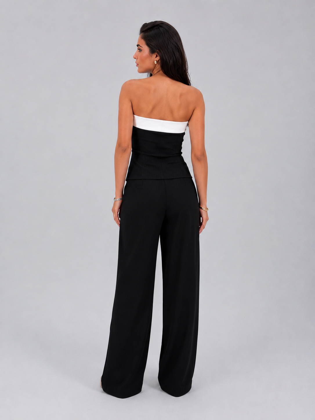 PLAIN WIDE LEG TROUSERS - BLACK