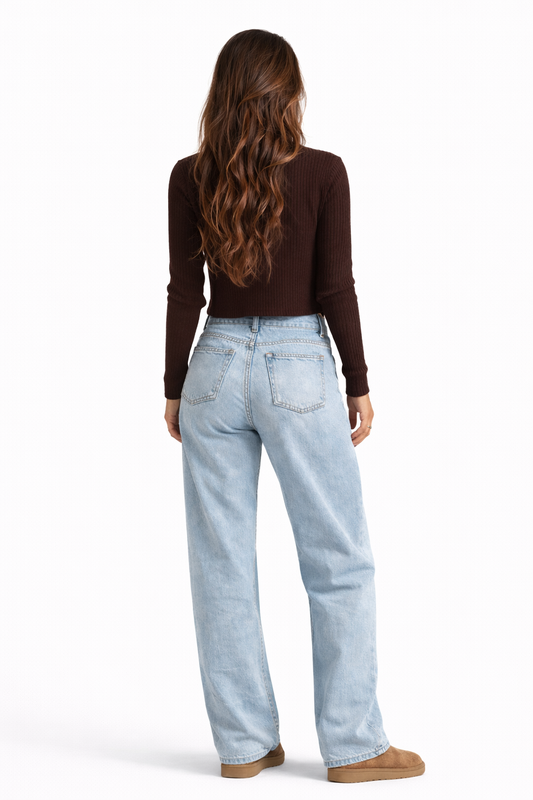 LIGHT WASH BLUE WIDE - LEG JEANS