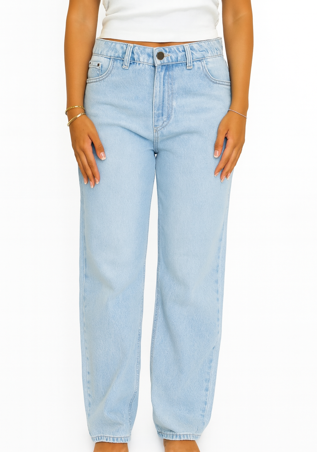 LIGHT WASH BLUE WIDE - LEG JEANS
