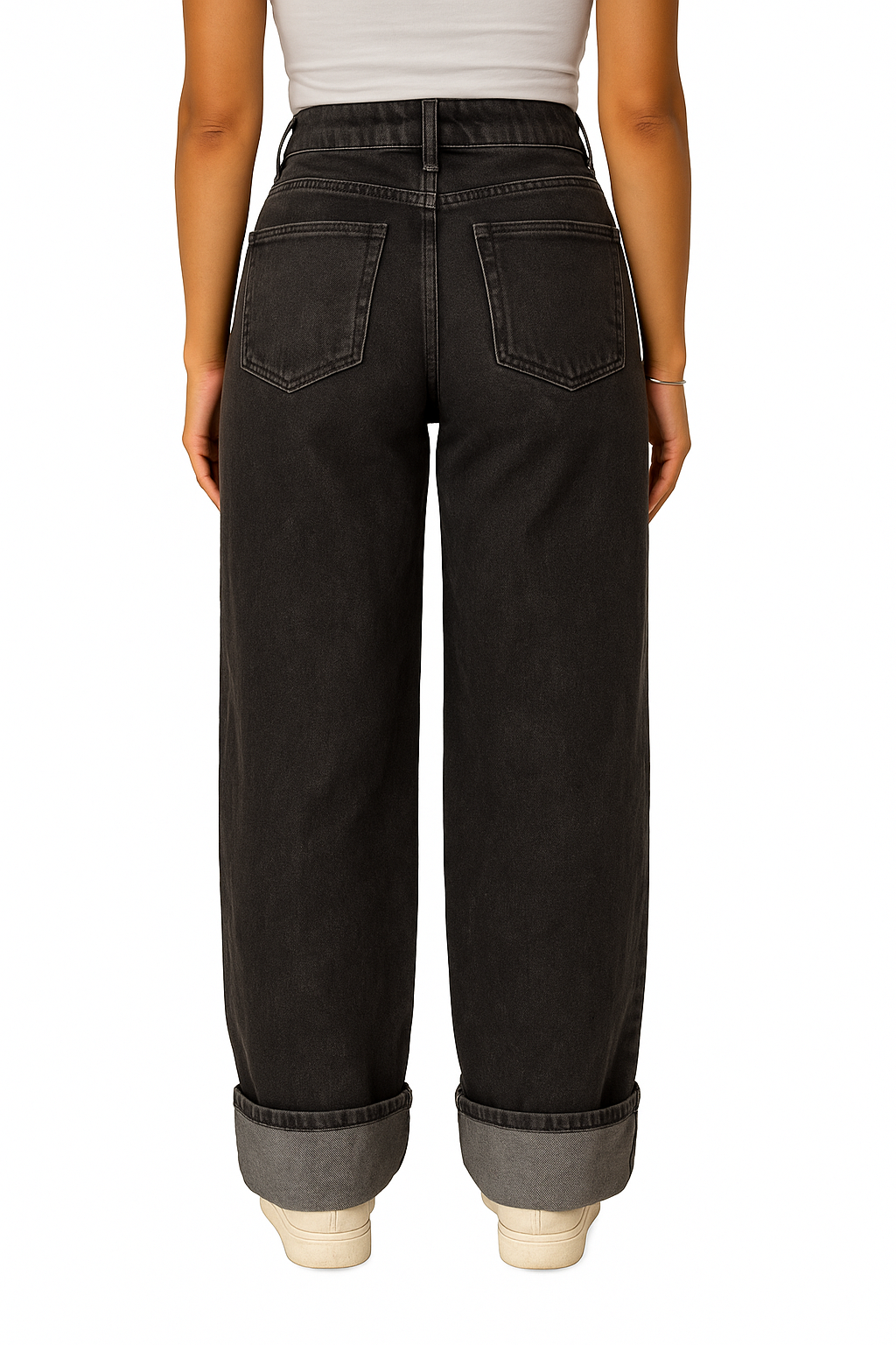 BLACK WASHED FLIPPED DENIM