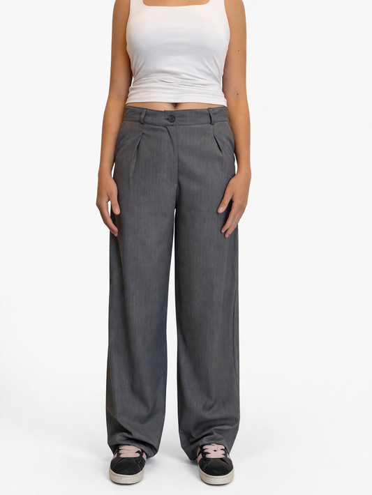 LIGHT GREY WIDE LEG TROUSERS