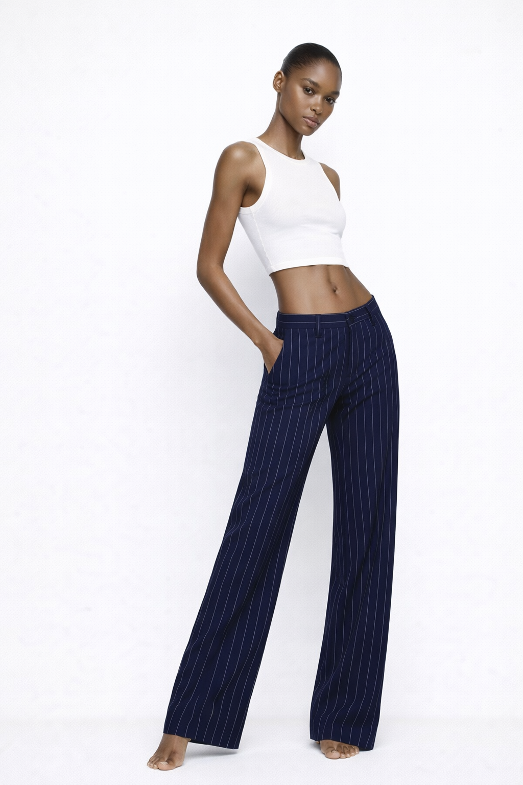 BLUE WIDE LEG TROUSERS