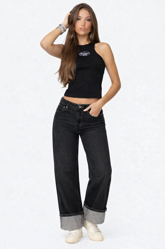 BLACK WASHED FLIPPED DENIM