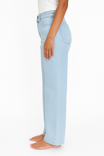 LIGHT WASH BLUE WIDE - LEG JEANS