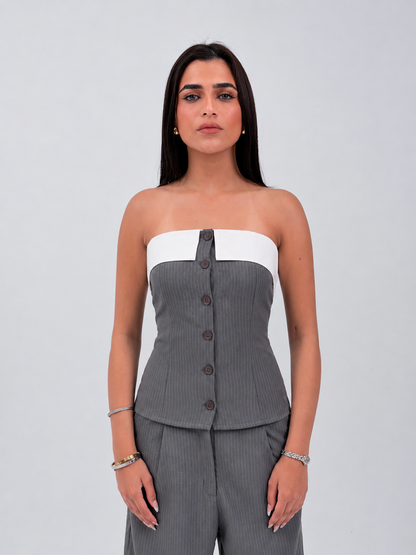 STRIPED CORSET - GRAY