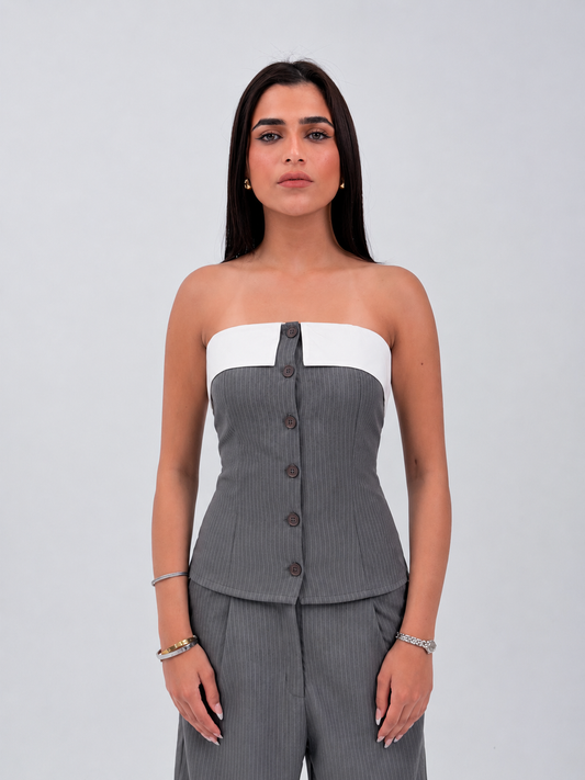 STRIPED CORSET - GRAY