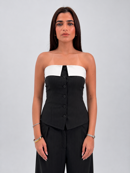 STRIPED CORSET - BLACK