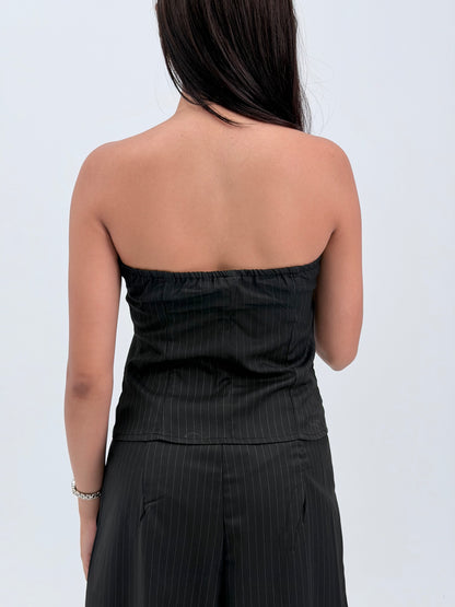 STRIPED CORSET - BLACK