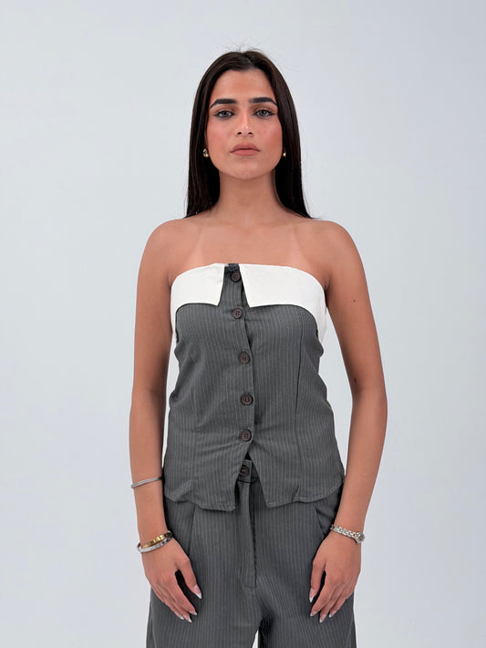 STRIPED CORSET - GRAY