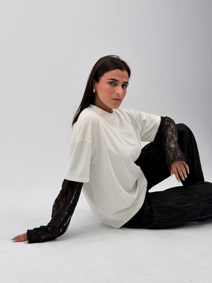 LONG SLEEVE LACE-TEE
