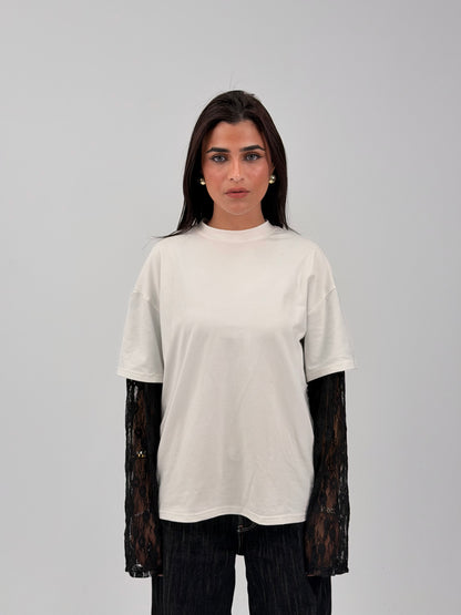 LONG SLEEVE LACE-TEE